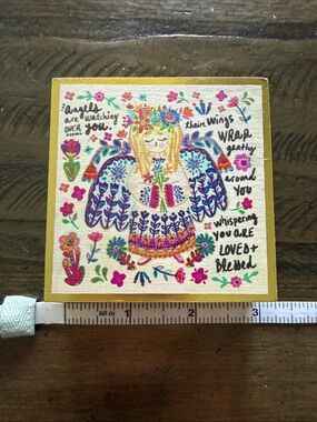 NATURAL LIFE Colorful Floral Angel Wall Plaque - Gold Trim